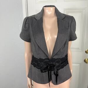 Vintage Y2K Forever 21 Women's Jacket Large Blazer Career Lace Tie Front J28